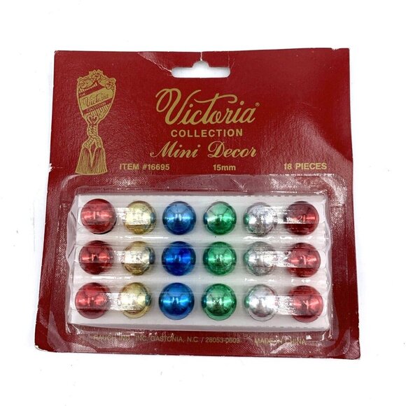 Rauch Miniature Christmas Ornaments Glass 18 pieces 15mm 1/2" NOS Victoria Colle - Picture 1 of 3
